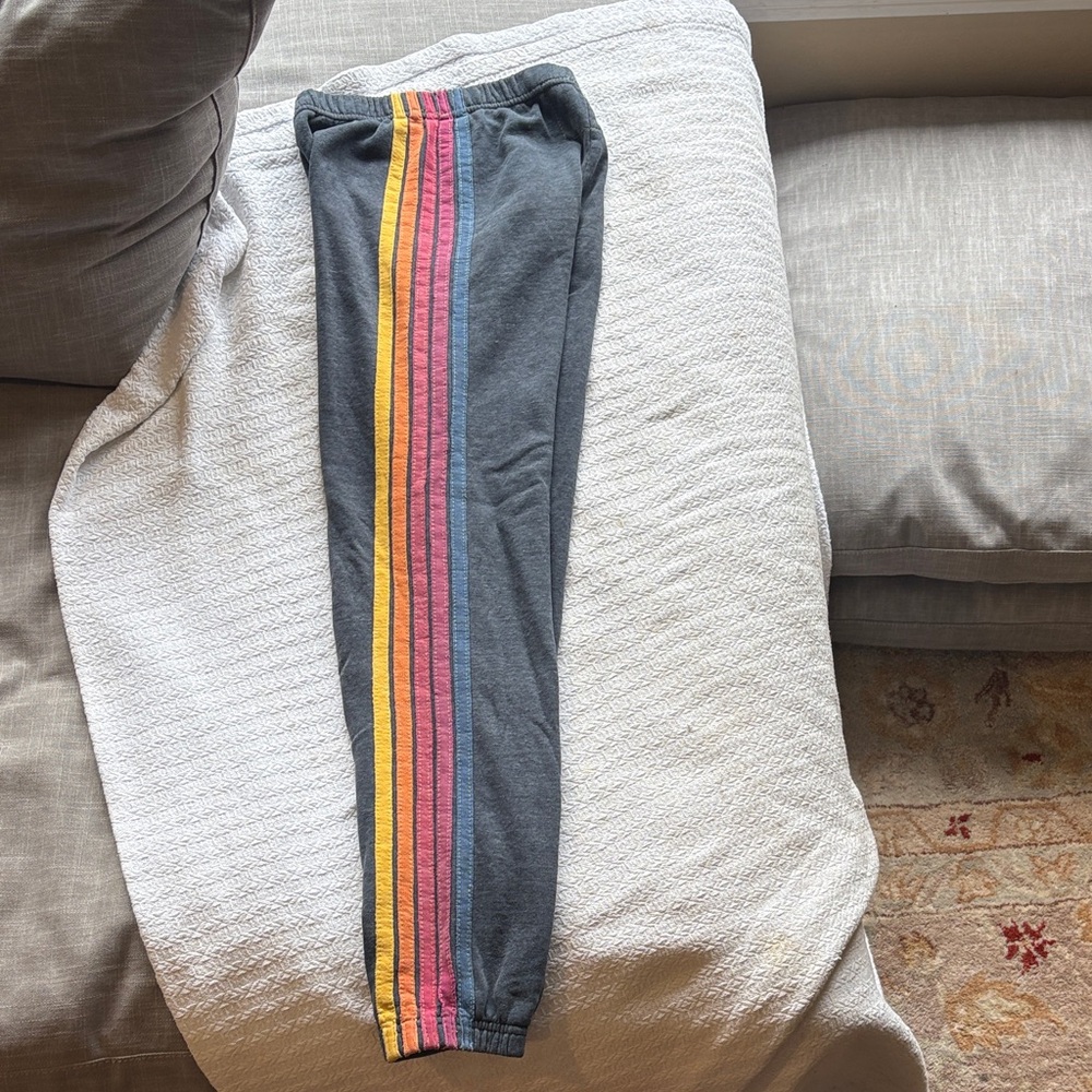 Aviator Nation Kids Grey Joggers with Multicolor Stripes
